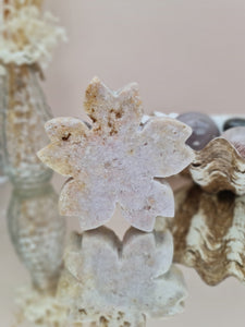 Flower carving pink amethyst
