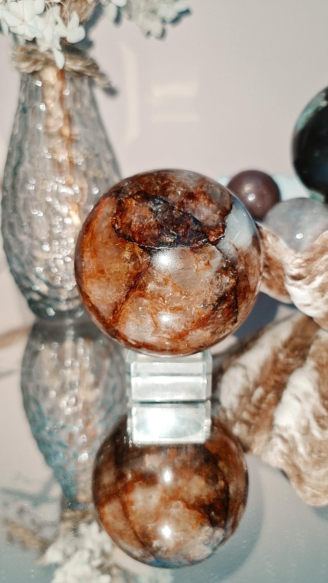Fire quartz sphere