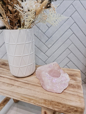 Tealight holder | Aura rose quartz