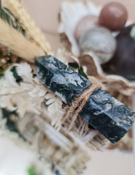 Moss agate | sage wand